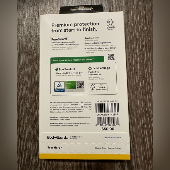 BodyGuardz Pure 3 Tempered Glass Screen Protector for Apple iPhone 13 Pro Max - Picture 2 of 2